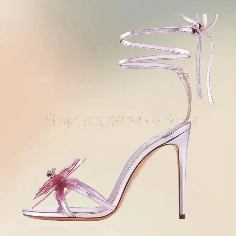 

Green Appliques Decor Open Toe Twine Sandals Lace Up Women Shoes Thin High Heels Fashion Party Banquet 2026 Zapatos Para Mujere