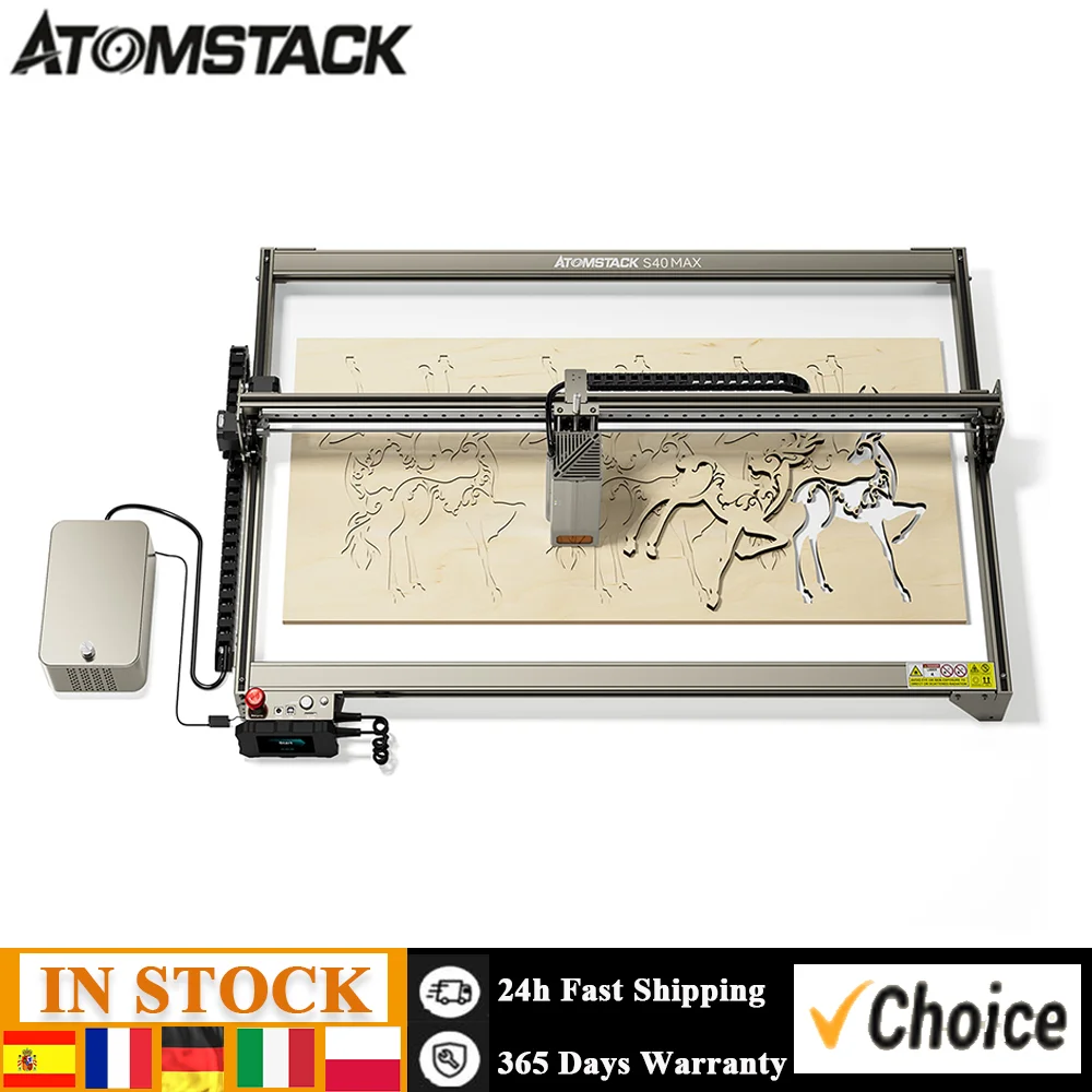 Atomstack S40 max 40W Laser Engraver with Dual Air Assist Pump New X-axis Linear Guide 32-bit Motherboard 850*400mm Work Area