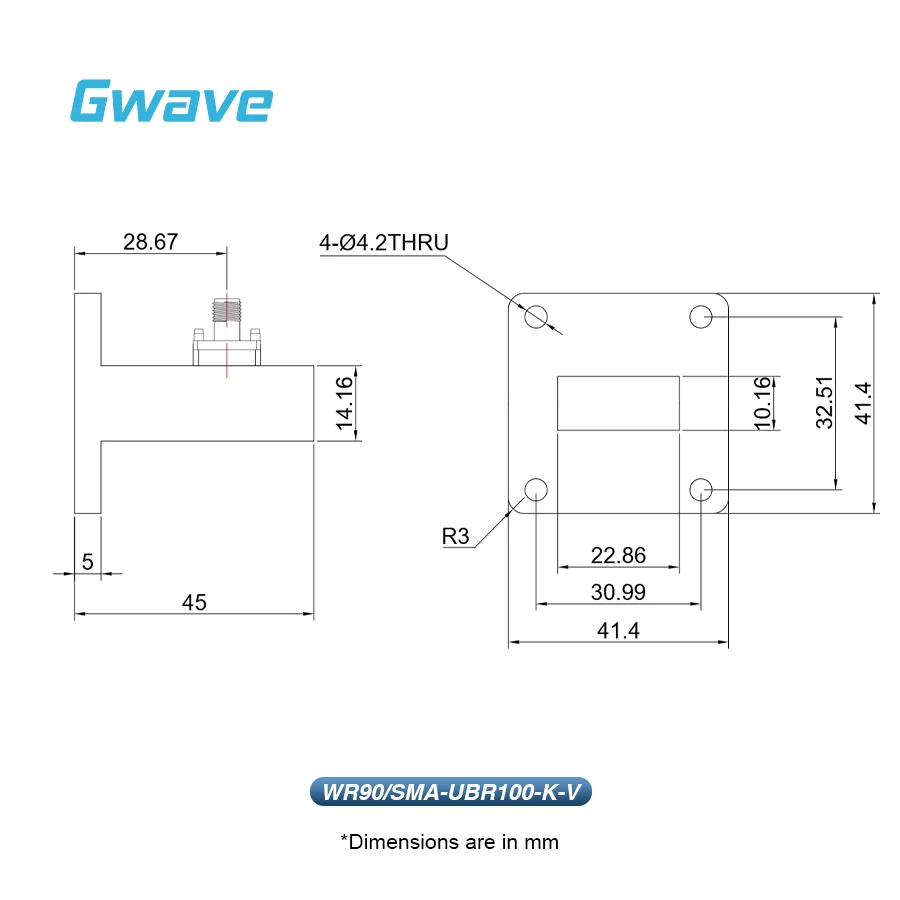 WR-90 to for SMA Female Right Angle Waveguide to Coax Adapters 8.2-12.4GHz with UBR100 Flange Telecom Parts