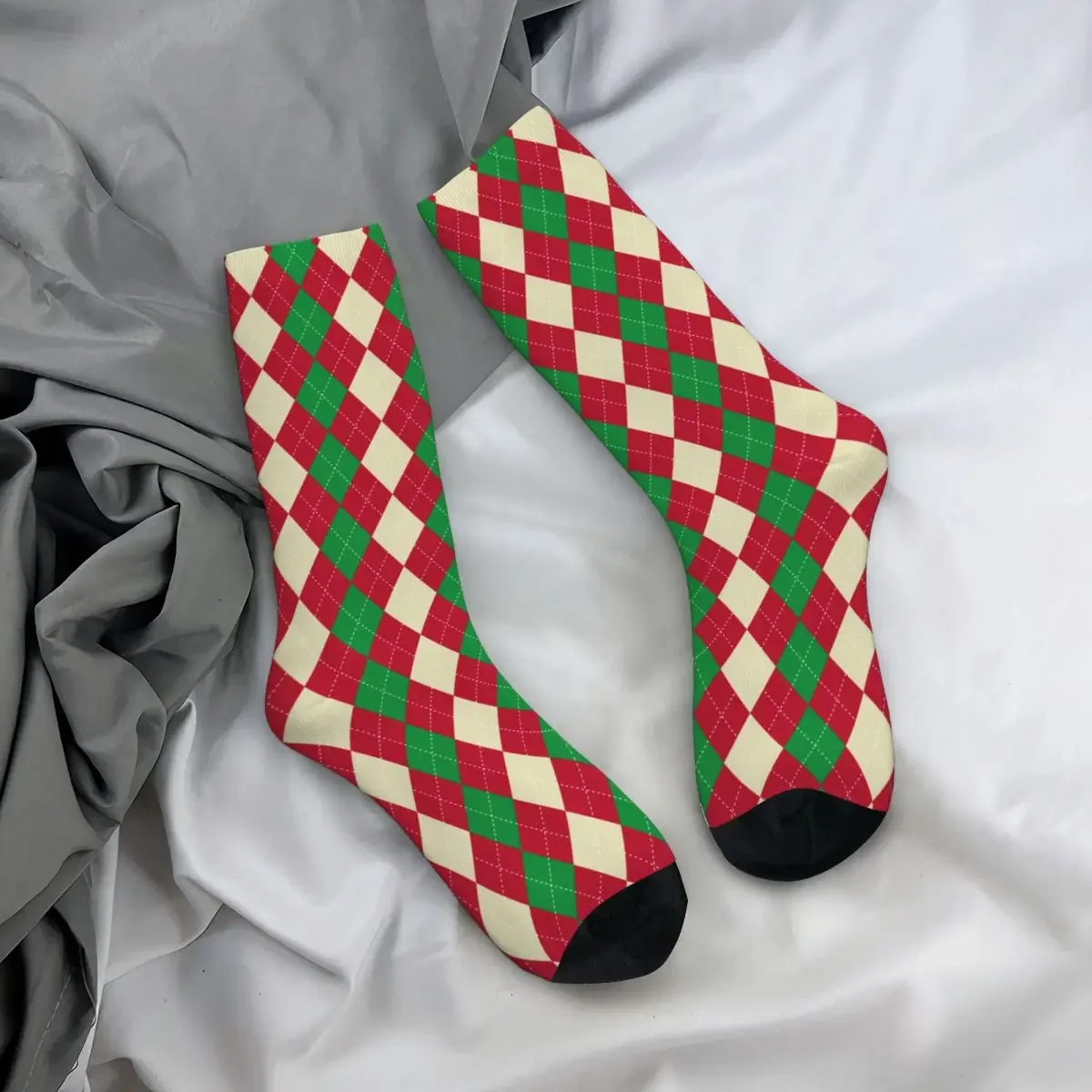 Chaussettes à motif écossais joyeux Noël pour hommes et femmes, drôles, heureux, rouge, vert, printemps, été, automne, hiver, tube moyen, cadeau