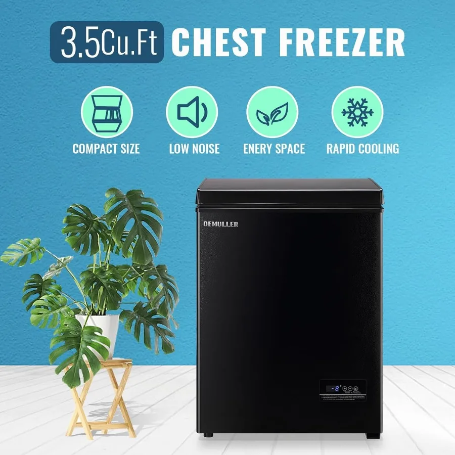 Compact Chest Freezer with Removable Basket for Home Garage or Basement Storage Digital Control Panel with Temperature Range fr