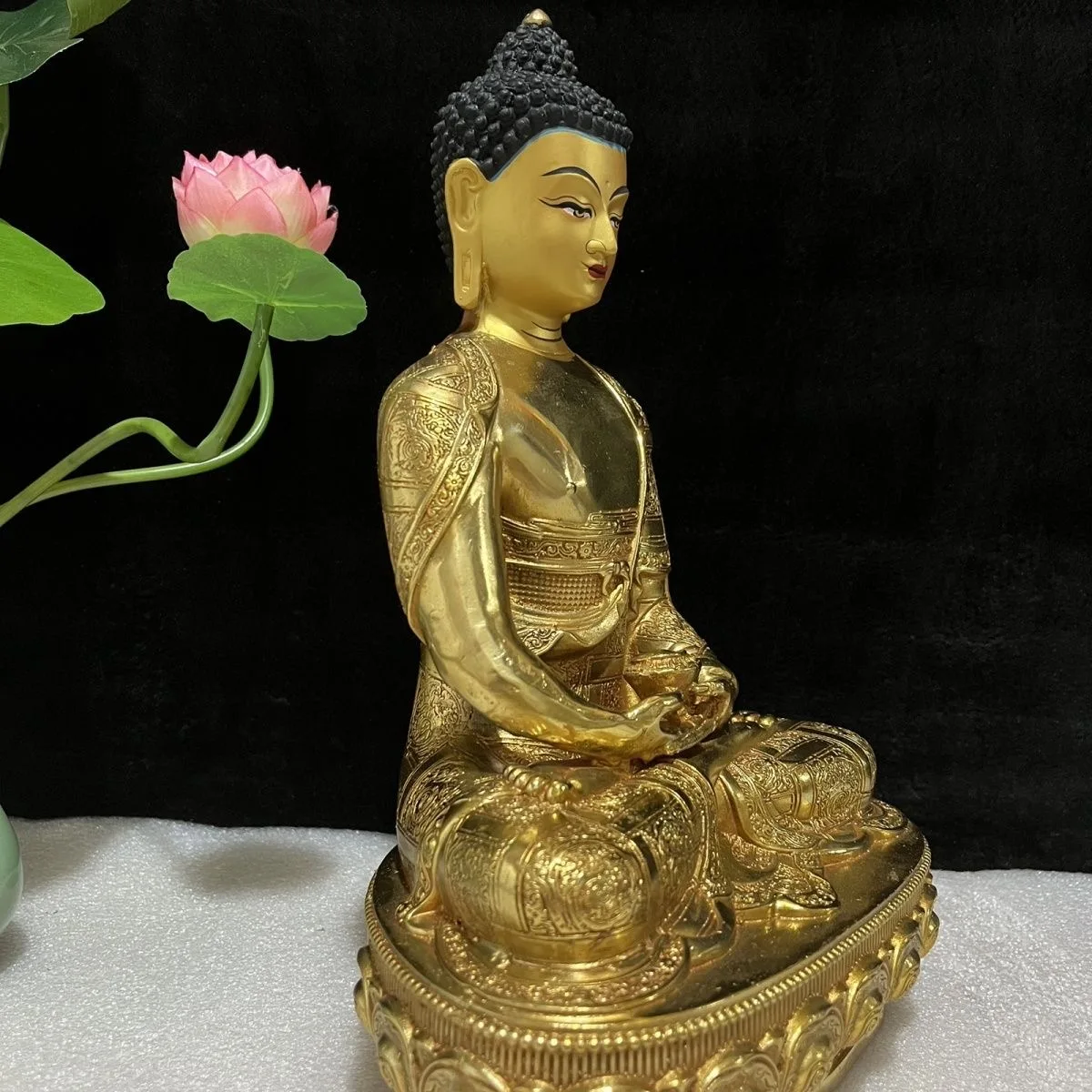 21CM Tibetan Buddhism GOOD gold gilding Amitabha Amitayus Buddha brass statue HOME family effective Sakyamuni Buddha