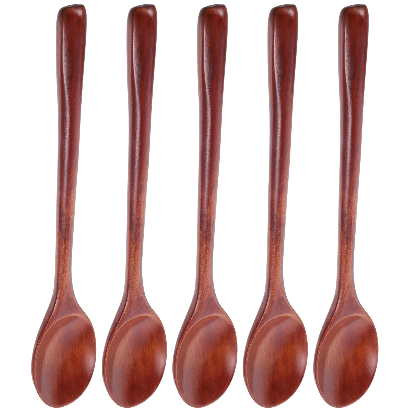 

5pcs Wooden Spoon Set Original Log Spoons Stirring Mixing Serving Long Handle Small Wood Spoon Dessert Beverage Stirrer Easy