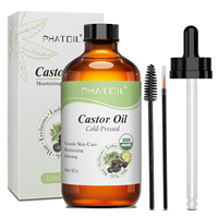PHATOIL Organic Castor Oil Cold Pressed 100% 118ml/236ml Castor Oils For Hair Growth,Eyelashes & Eyebrows,Moisturizing Skin Care