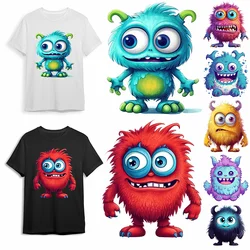 Cartoon Monster Cute DTF Stickers Iron Sticker Patch For Clothing Men's And Women's T-shirts DIY Children's Hoodie Jacket Patch