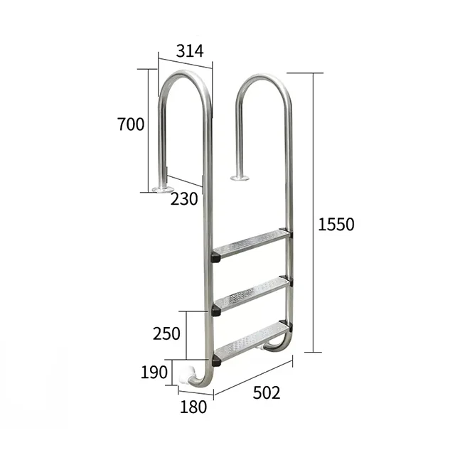

Factory Direct Stainless Steel Swimming Pool Ladder With 2/3/4/5 Steps Handrail Escalator Wholesale Product For Pools