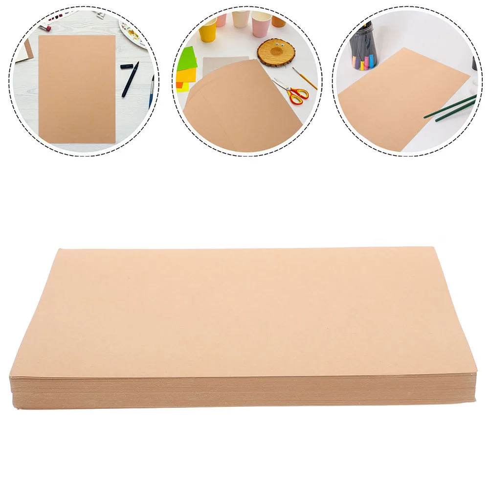 

50pcs Kraft Cardstock Paper Brown Craft Sheets For Diy Scrapbooking Card Making Thickened Kids-Safe Handicraft Supplies