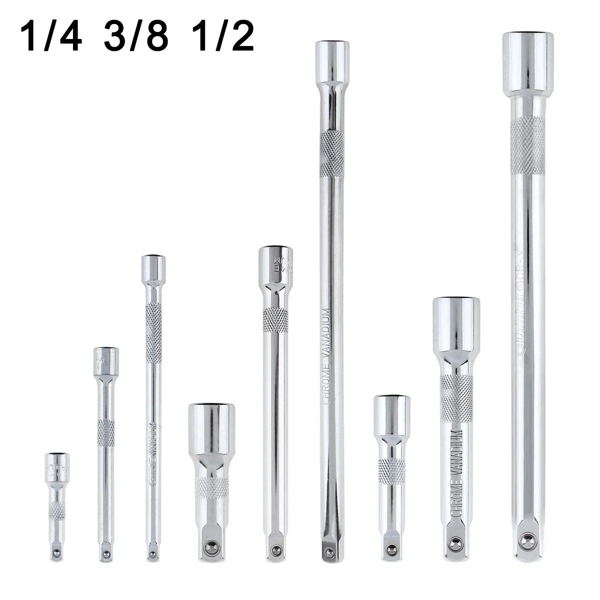 

1/4 3/8 1/2 CRV Socket Ratchet Wrench Extension Bar 50/75/100/125/150/250mm Long Bar Steering Sleeve Connecting Rod Accessories