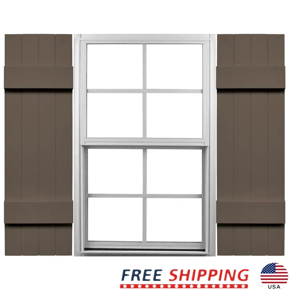 

Vinyl Standard Size Four Board Joined Shutters with Installation Hardware Durable Maintenance Free Exterior Shutter-Lok Easy