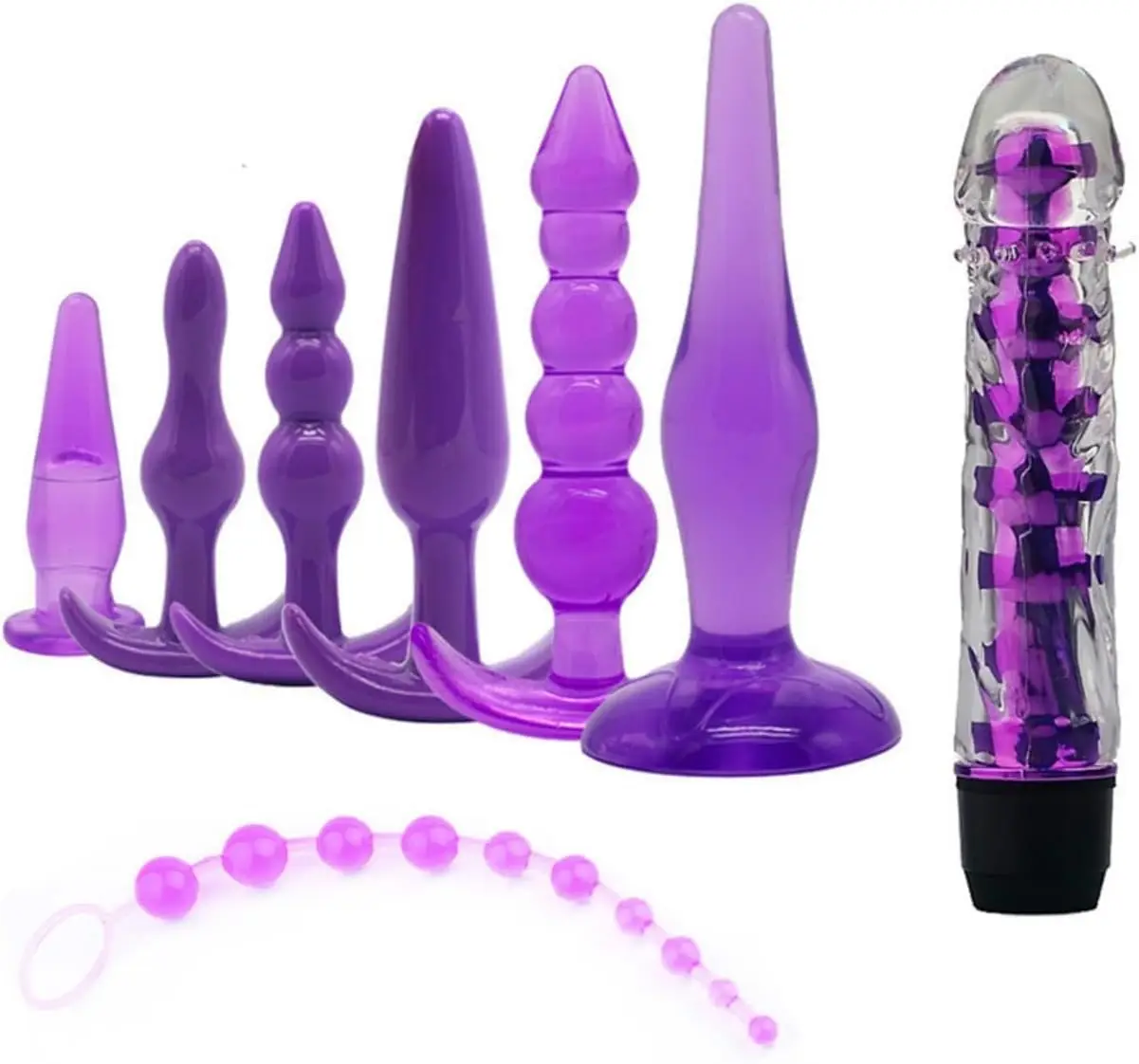 

8pcs Anal Trainer Beginner Kit Set Silicone Anal Plug Butt Plug Dildo Beads Sex Toys for Beginners Advanced Users