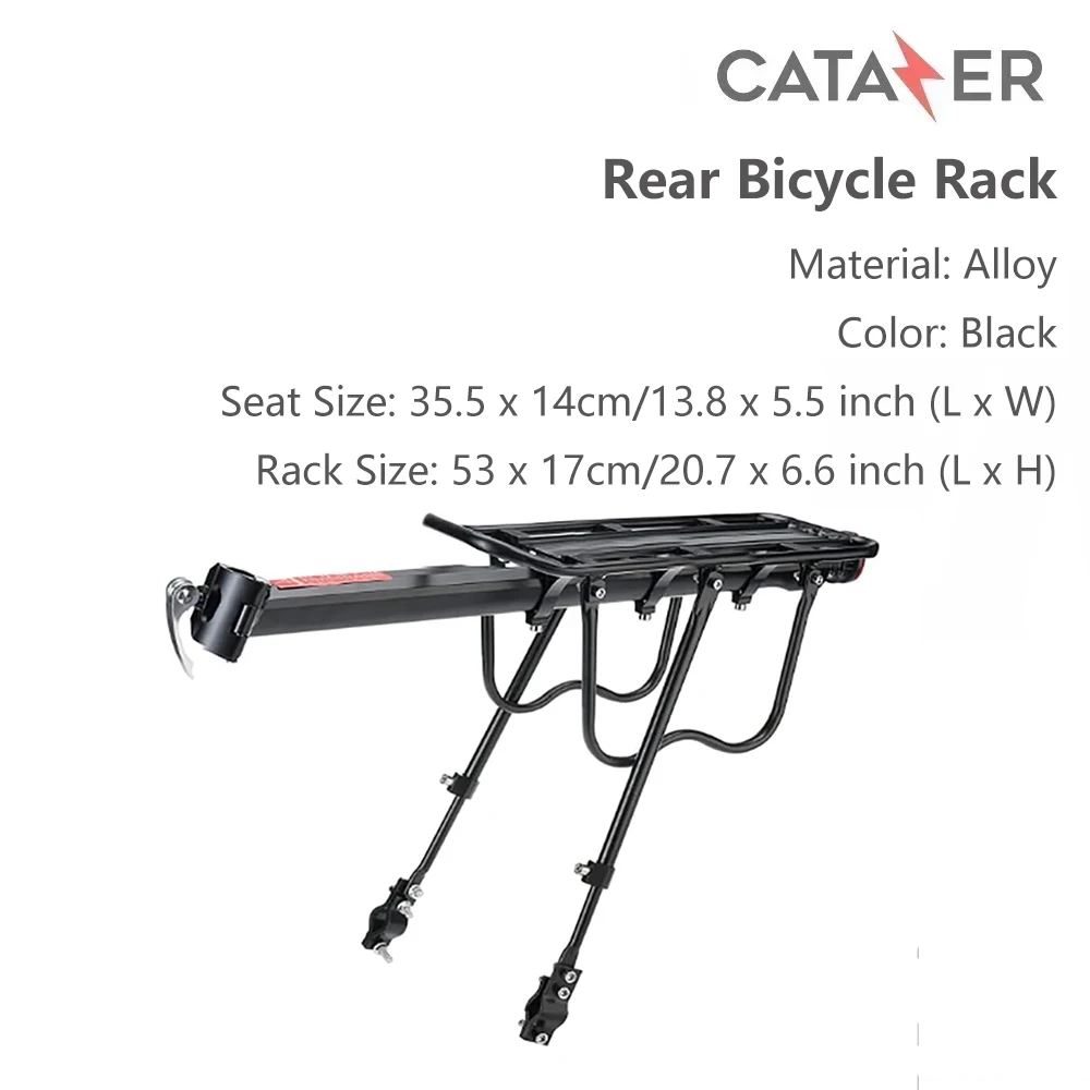 Rear Bicycle Rack 110Lb Capacity Cargo Rack Full Quick Release Adjustable Bike Luggage Rack for 24