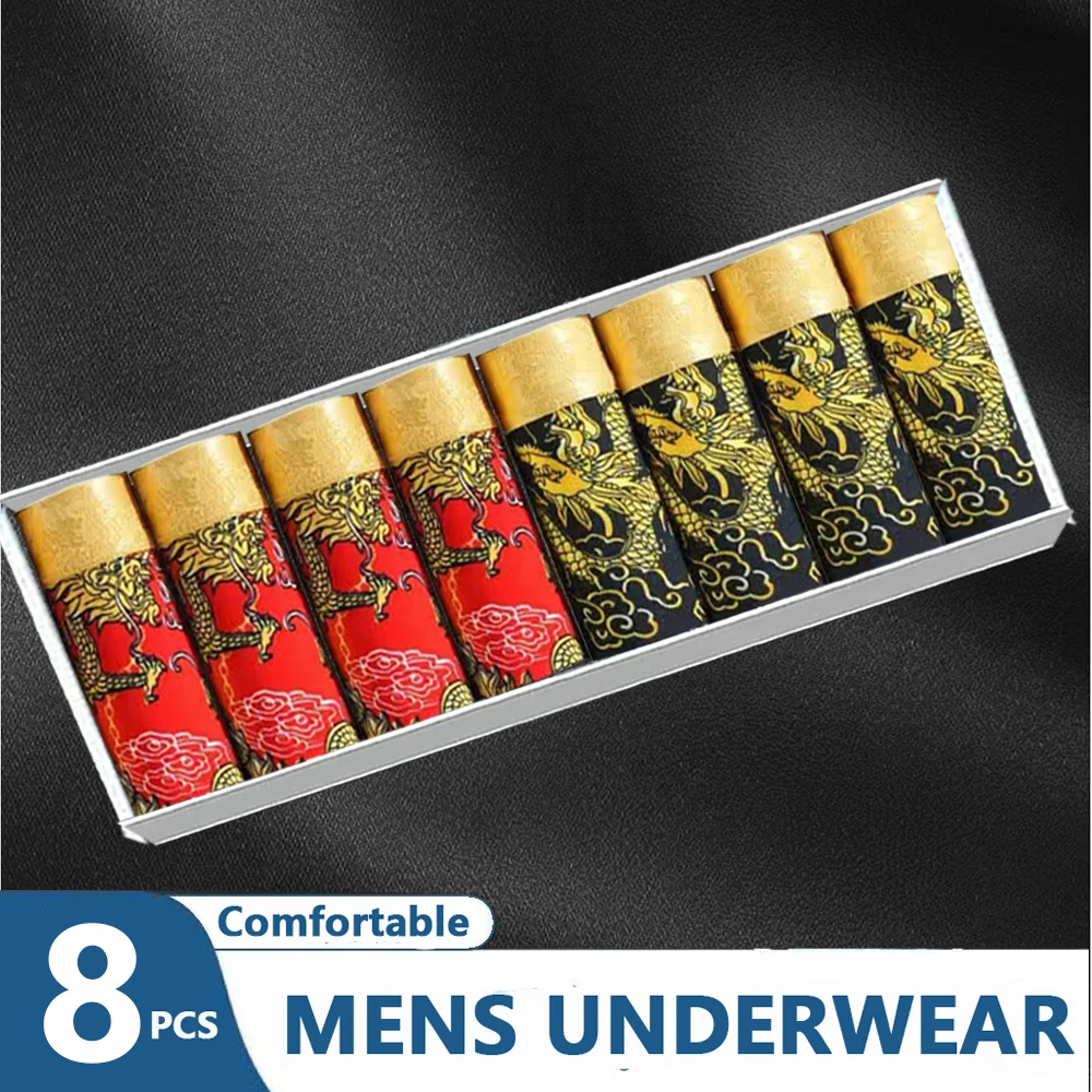 8 Pieces Men Panties Fashion Men Underwear Boxer Breathable Man Boxer Printed Underwear Comfortable Elastic Shorts L-4XL
