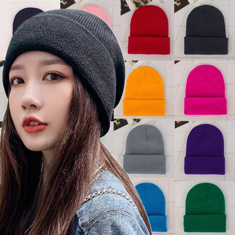 

Winter Hats for Women Men New Beanies Knitted Solid Cool Hat Girls Autumn Female Beanie Warm Bonnet Casual Cap