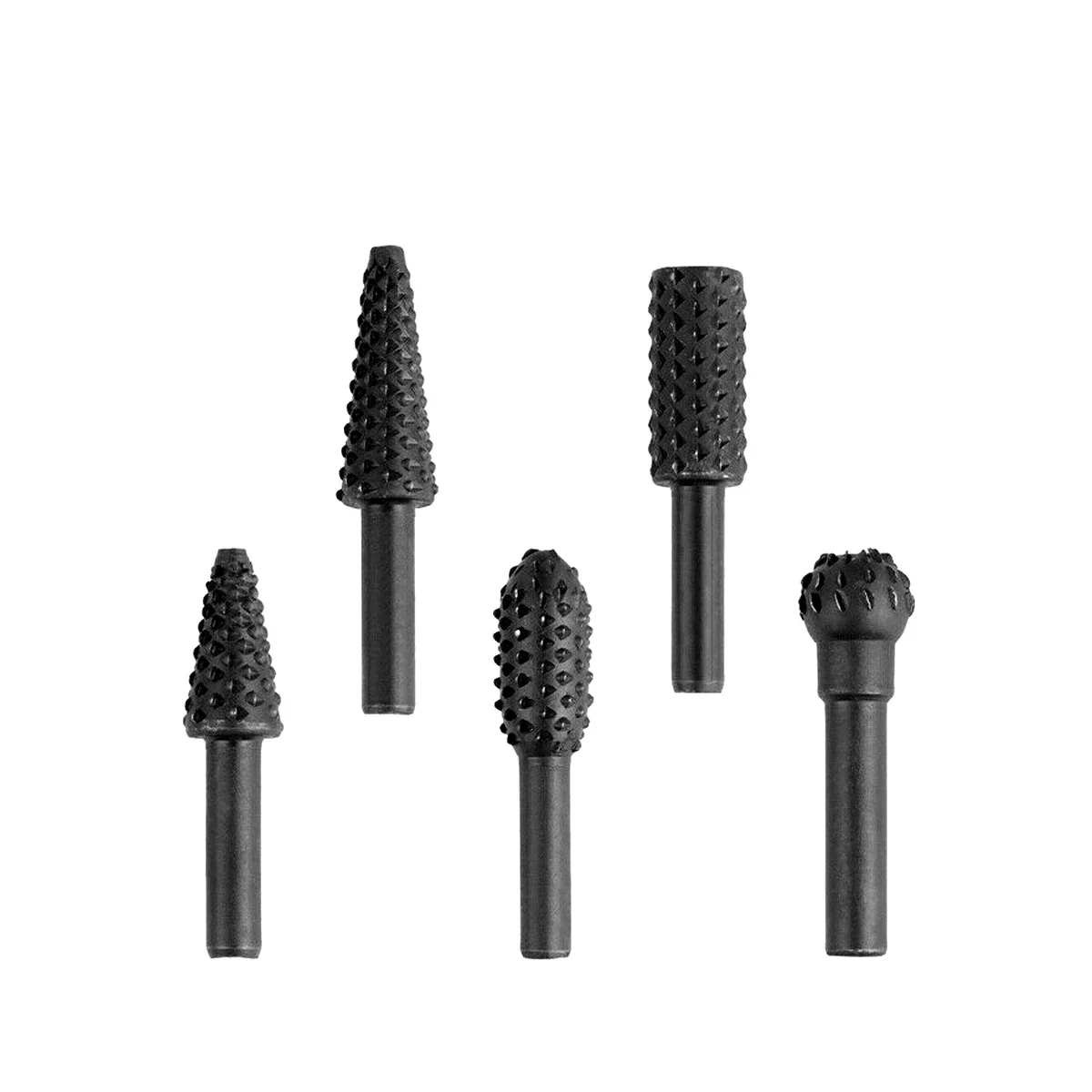 Woodworking Hand Tool 5pcs 1/4" Rotary Rasp File Woodworking Drill Bit Set Shank Rotary Craft Files Rasp Burrs Grinding Power