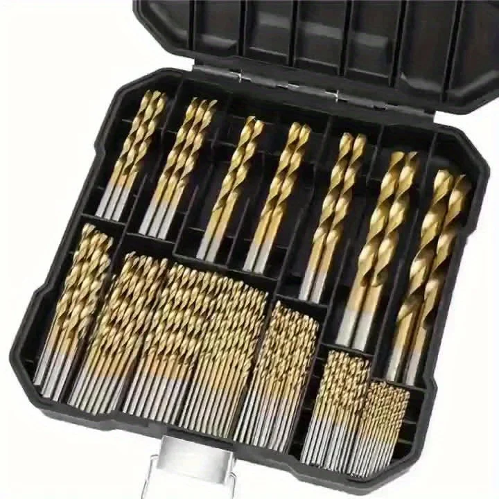 50-teiliges Titan-beschichtetes Hochgeschwindigkeits-Stahlbohrer-Set mit Sechskantschaft, Gerade und Spiralbohrer für Metall-, Holz- und Kunststoffbohrungen – Detail 7