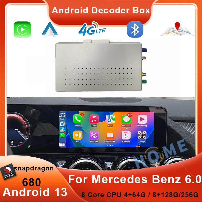 

Decoder Box Wireless CarPlay Qualcomm Android 13 Auto For Benz A B CLA CLS GLA GLB GLC GLE GLS GT V E EQC Class Video Module Box