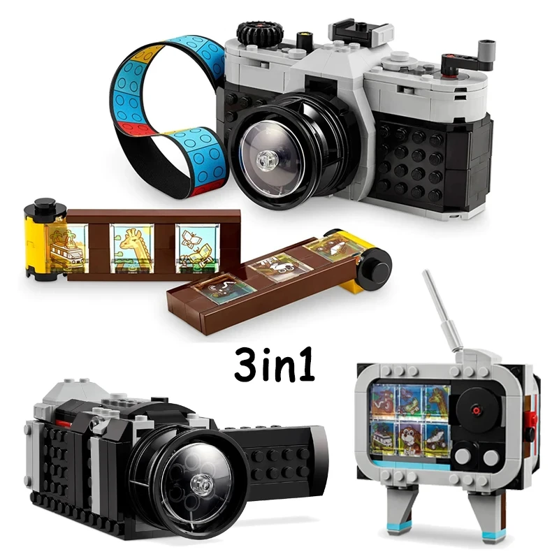 Creative 3in1 Retro Camera Video Cam TV Building Blocks 31147 MOC Construction Bricks Set Toy Gift For Children Kids model