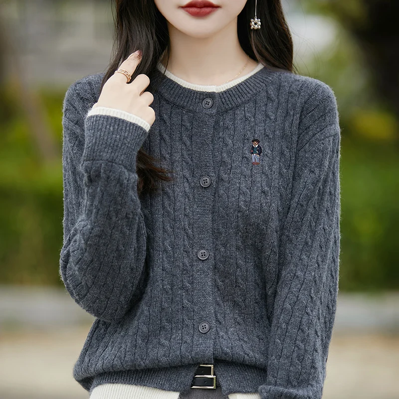 2024 outono e inverno novo cardigan de caxemira feminino cardigan camisola feminina cardigan camisola de caxemira casaco feminino