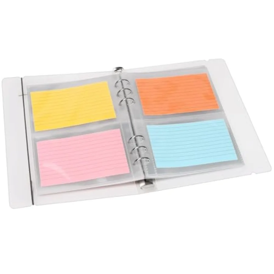 

3 x 5 Index Card Holder 120 Card Sleeves Holds 240 Pieces Cards Organizer Pouches Book Binder for Note Study and Recipe