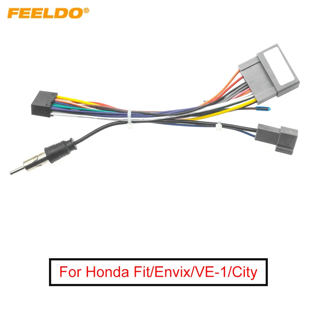 FEELDO Car Audio DVD Player 16PIN Android Power Cable Adapter For Honda Fit 2021 Radio Wiring Harness