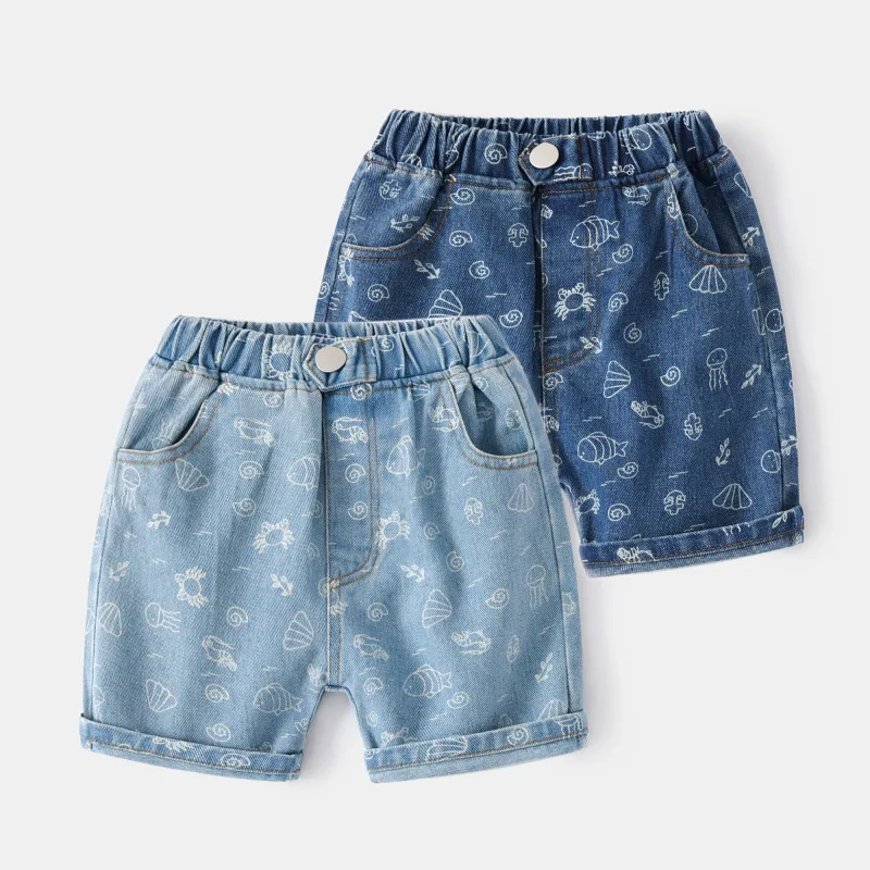 

Children's Jeans New Summer Middle Pants Boys Baby Cartoon Full Printed Shorts Summer Fifth Pants Wholesale