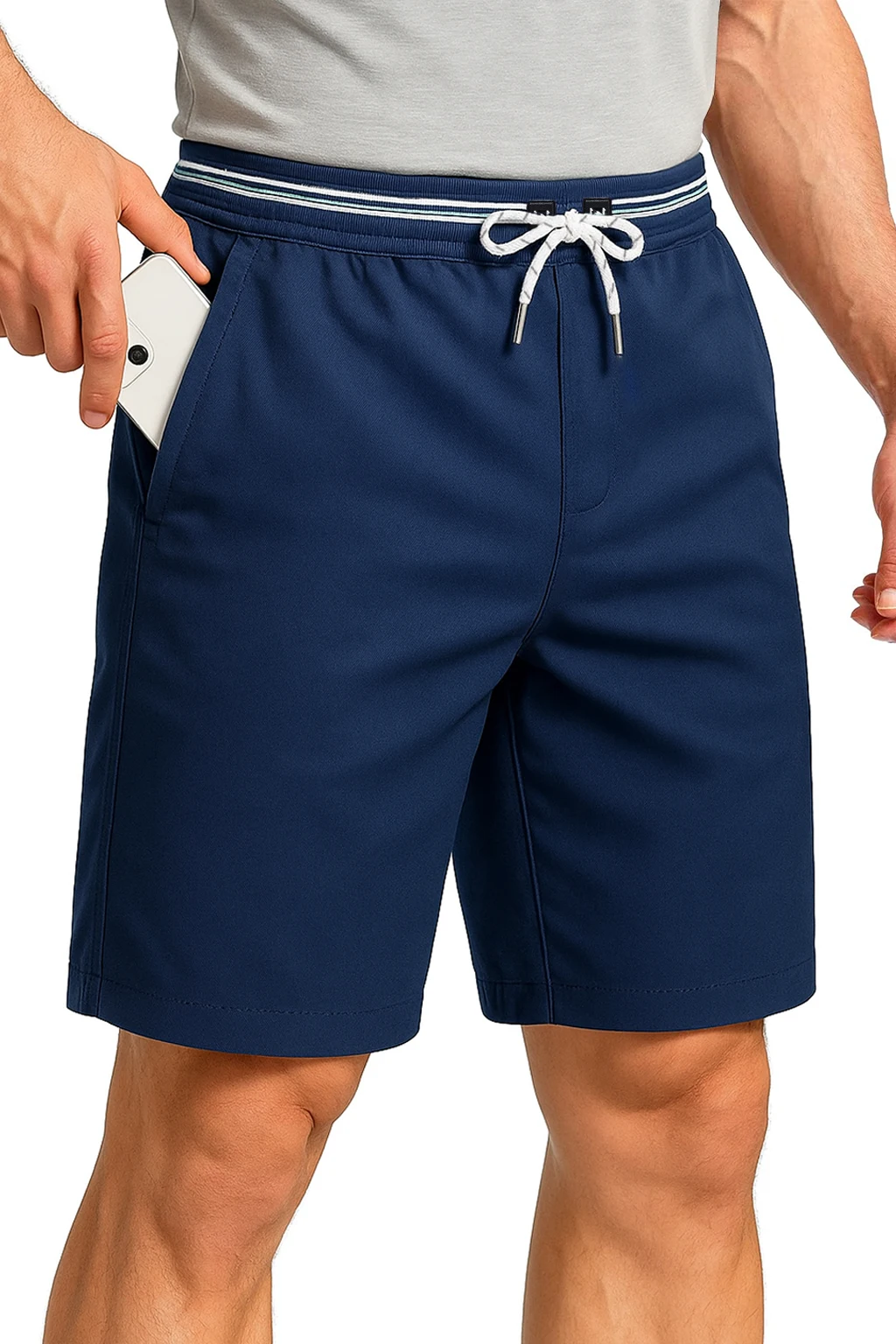 

Cotton Shorts Men Striped Waist Design Men Chino Shorts Summer Casual Shorts Knee Length Streetwear Pants 5 Colors Available