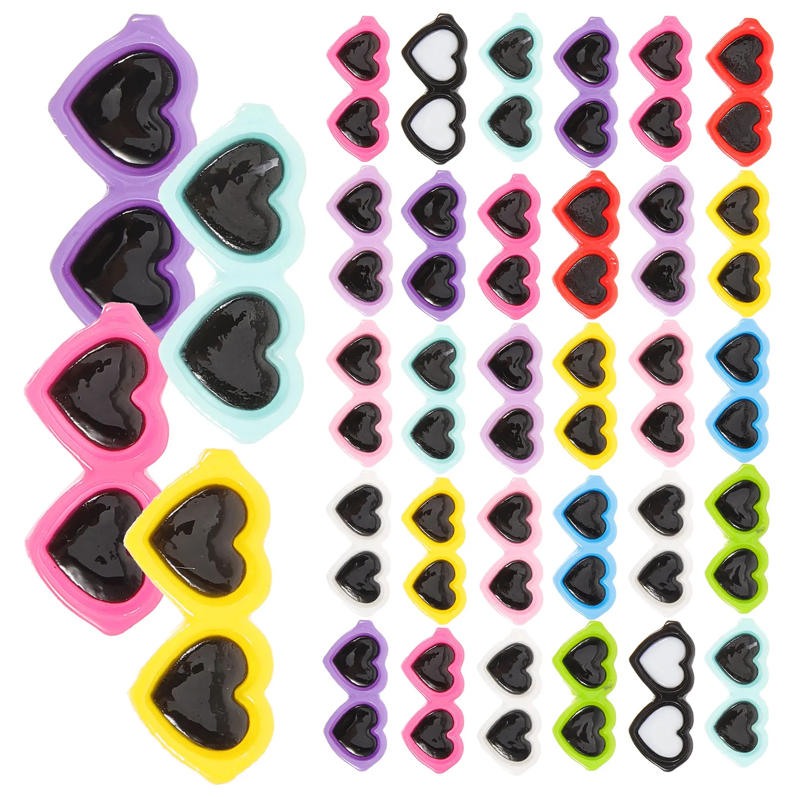 80pcs Mini Sunglasses Bead Accessories Craft Resin Charms Cartoon Glasses Embellishments Wear Resistant Delicate Design Home