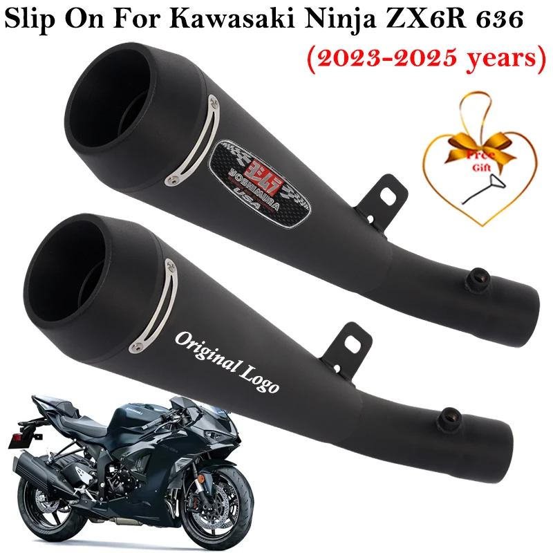 

Slip On For Kawasaki Ninja ZX6R 636 ZX-6R M4 2023 2024 2025 Motorcycle Exhaust Systems Modify Middle Link Pipe Muffler Escape