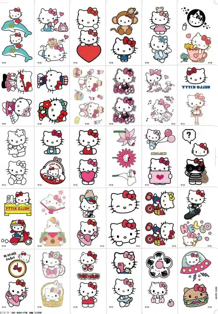 Sanrio Cartoon Characters Kuromi Hello Kitty Children Temporary Tattoos Cute Waterproof and Durable Color Tattoo Sticker Gifts