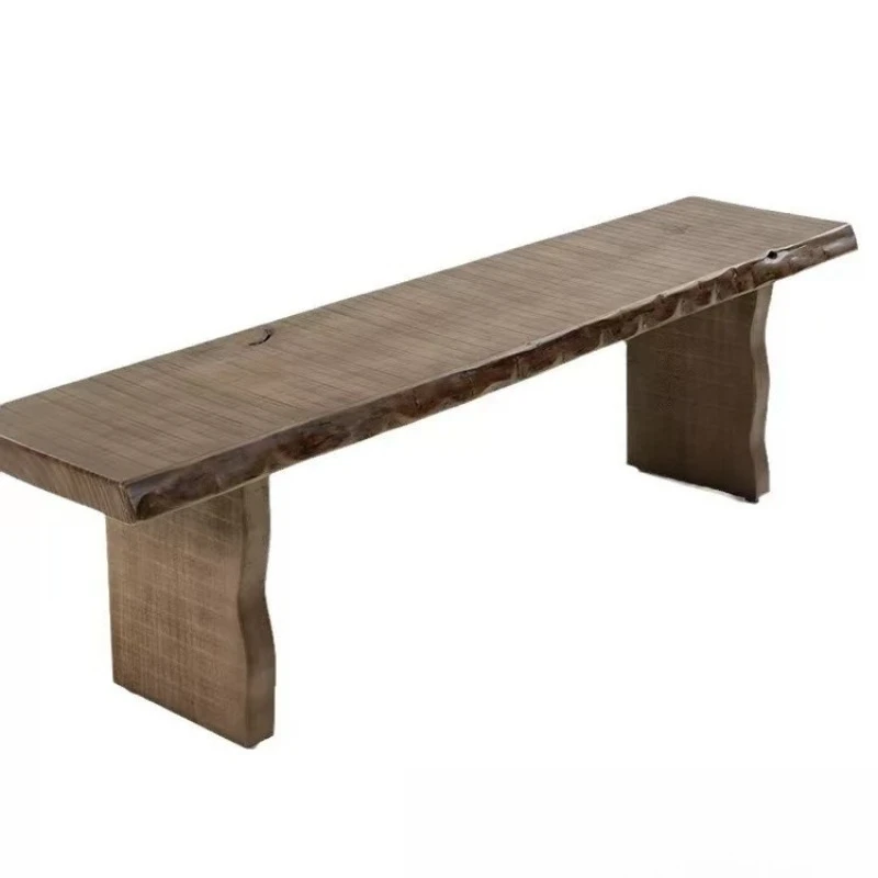 

Wabi Sand Wind Irregular Home Door Against the Wall Shoe Change Stool Clothing Store Simple Long Nordic Solid Wood Bench Log