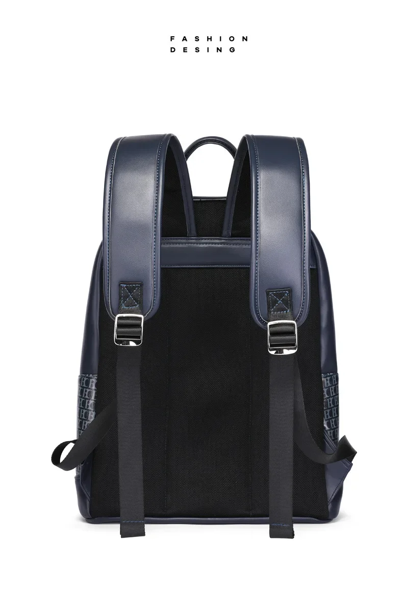 Mochila masculina elegante PU à prova d'água de grande capacidade bolsa para laptop de viagem escolar