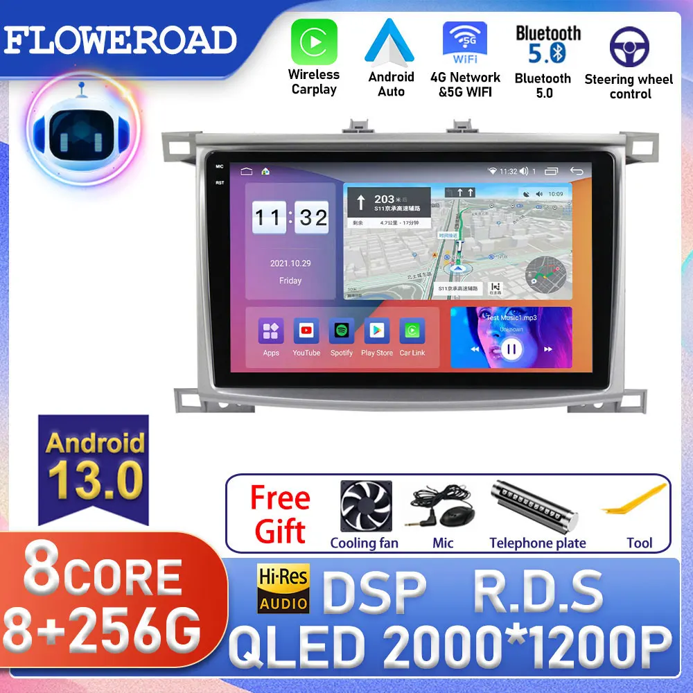 Android For Toyota Land Cruiser LC 100 2002 - 2007 For Lexus LX470 J100 2 II 2002 - 2007 Car Radio Multimedia Video Player