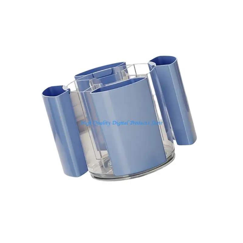 U2JE 360 Degree Rotating Desk Organiser 5 Compartments Plastic Pen Stand For Offices