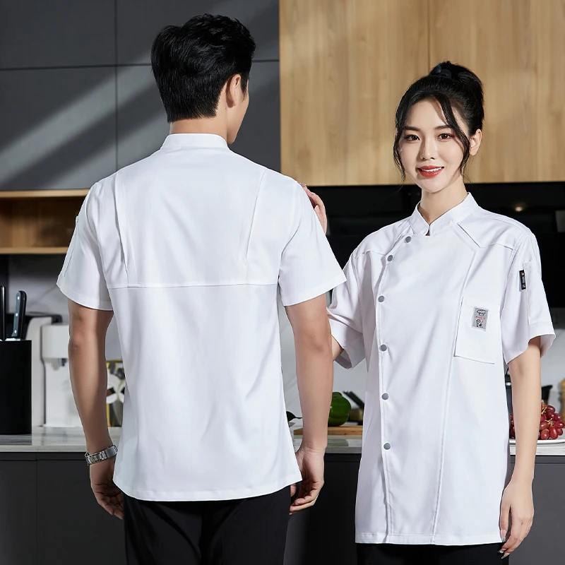 Professionele Keuken Jas Chef-Uniformen Zomer Hotel Kookshirt Cafetaria Kok Ober Kostuum Bakkerij Kapper Overalls