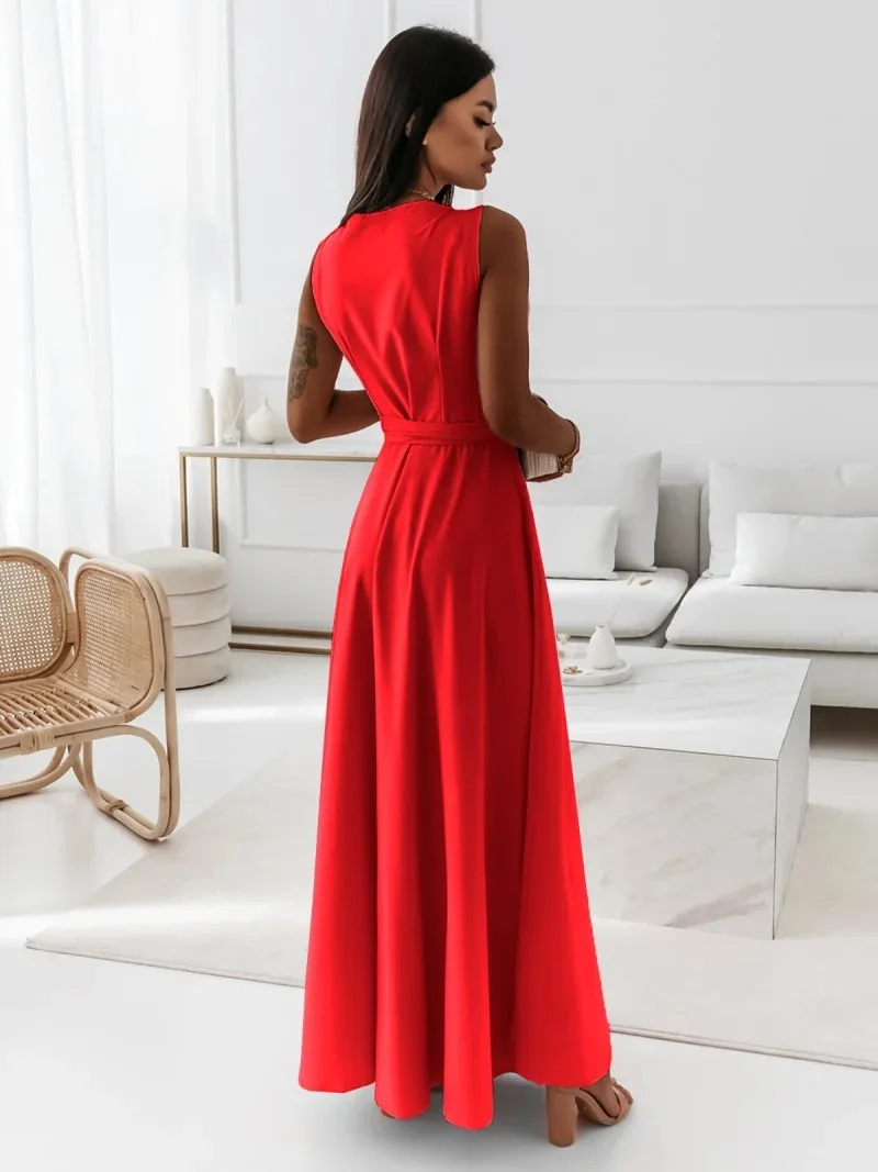 2025 sommer Neue Mode frauen Kleid Tie-neck V-ausschnitt Lange Abendkleid Kleid für Frauen Party Gala – Detail 30
