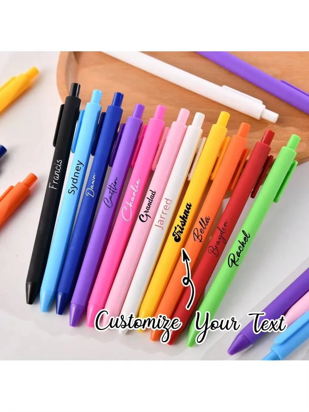 1 personalisierter Stift, ideales Geschenk für den Schulanfang, Jubiläum oder Hochzeit, personalisiertes Geschenk, leuchtende Macaron-Farbe – Detail 1