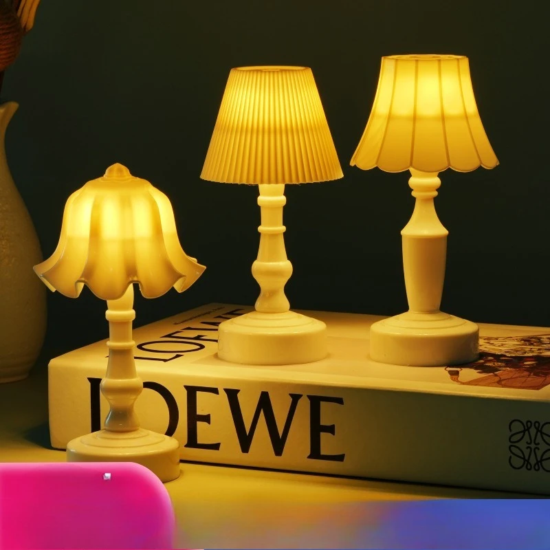 Dollhouse Miniature Flower Bud Table Lamp Night Light Furniture Home Model Decor Toy Doll House Accessories