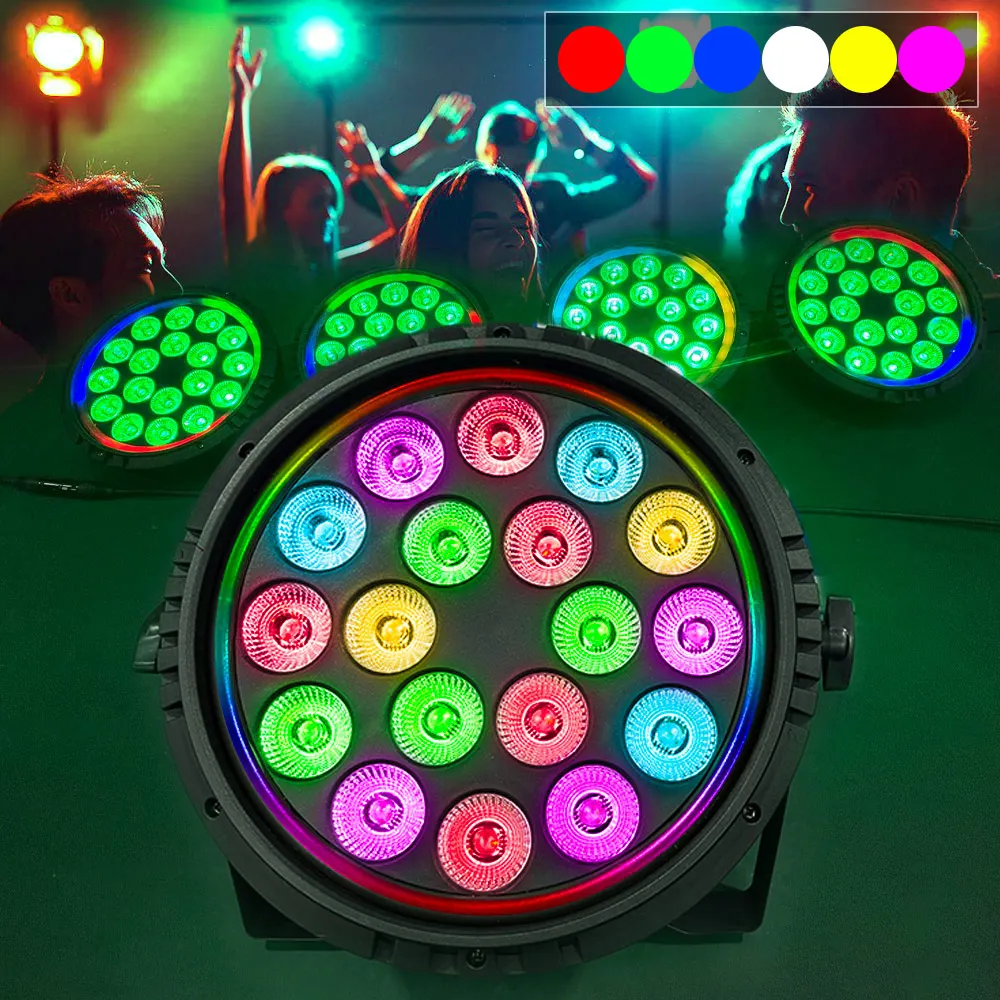 

RGBWYP 6in1 светодиодный светильник Par 18x12 Вт с кольцом DMX512 dj dance Голосовое управление дискотека домашняя вечеринка Представление красящие огни