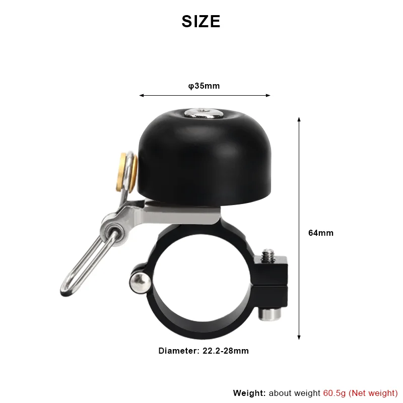 레트로 클래식 자전거 벨, 맑고 시끄러운 소리, 스틸 구리, 산악 로드 자전거 핸들 바 링 벨, 안전 사이클링 경고 알람
