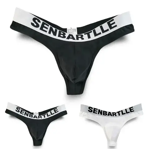 Tangas sexis para hombre, ropa interior de algodón con letras, calzoncillos con bolsa para bulto, ropa interior elástica de cintura baja para levantamiento de cadera, bomba, Tanga brasileña para hombre