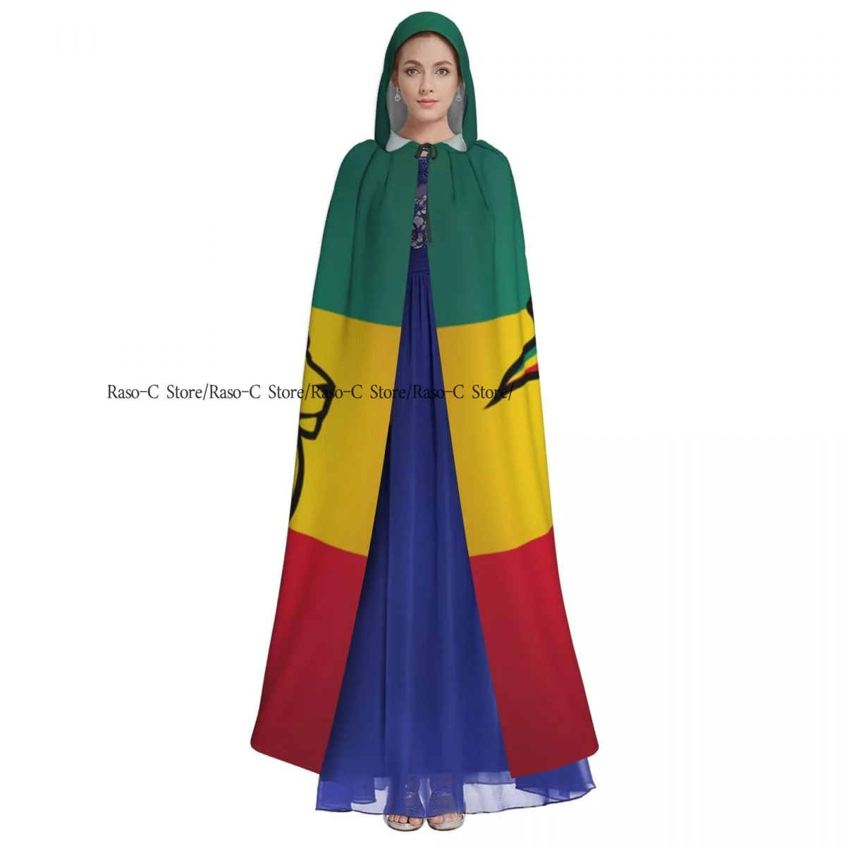 Lion A Rastafari Flag Jungle Reggae Hooded Cloak Polyester Unisex Witch Cape Costume Accessory