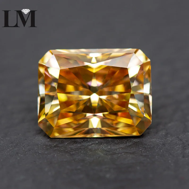 

Moissanite Diamond Radiant Cut Champagne Color Lab Grown Gemstone Woman Advanced Jewelry Making Materials With GRA Certificate