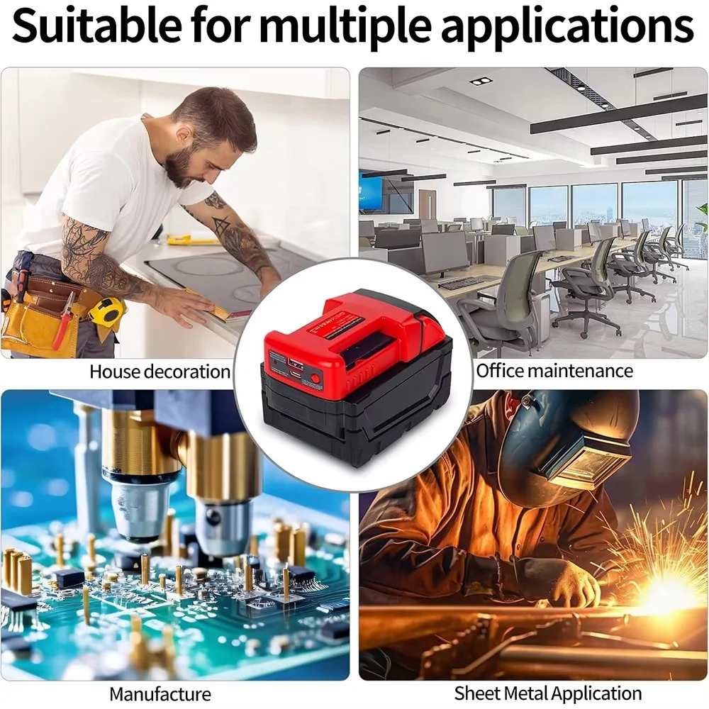 For DeWalt 20V For Milwaukee 18V Lithium Battery For Makita For Einhell Laptop Mobile Phone Fast Charging USB Type C Power Bank