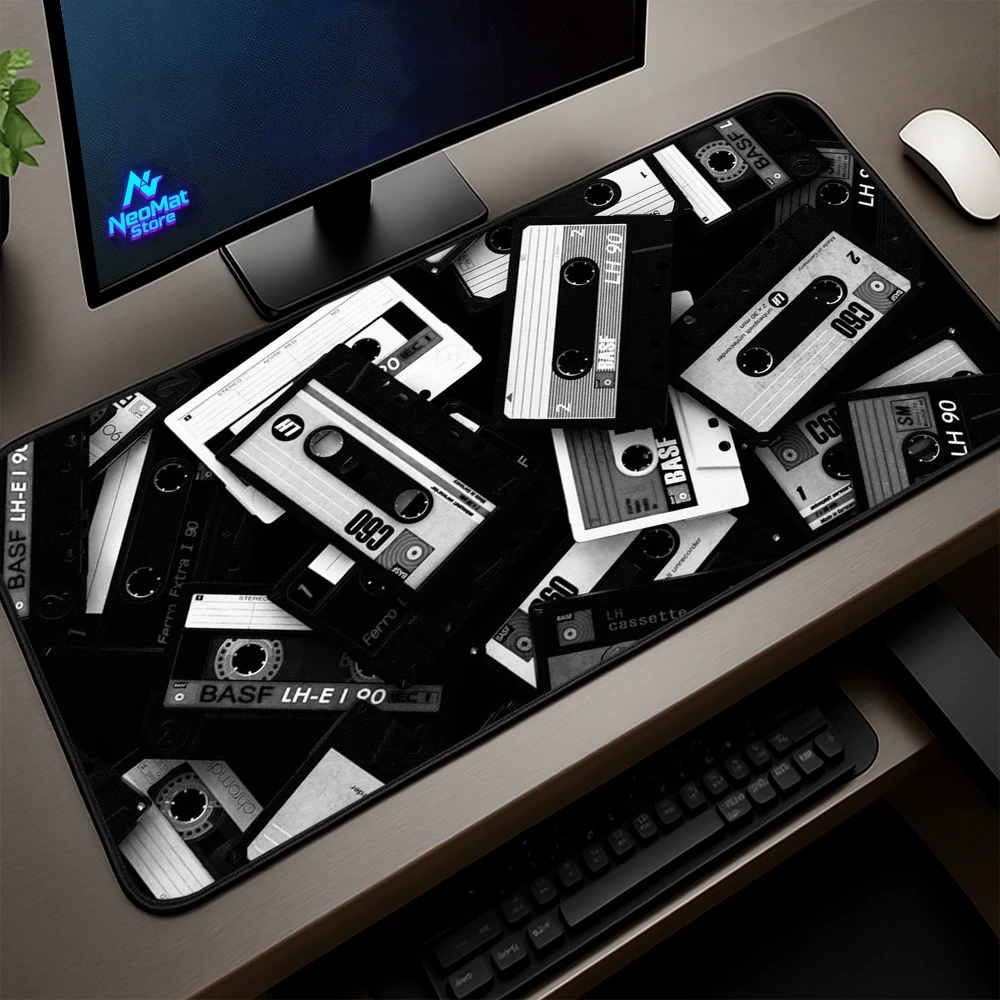 

Music Mouse Pad Disk Black Retro Gaming Pad 900x400x4 Rubber Carpets Very Large Gamer Decoration Playmat Desktop Accessories
