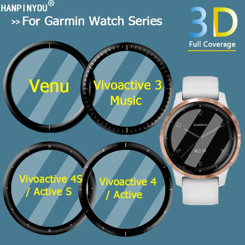 For Garmin Vivoactive 4 4S 3 Venu 2 2S Active S Full Cover 3D Curved Plating Soft PMMA PET Film Screen Protector -Not Glass