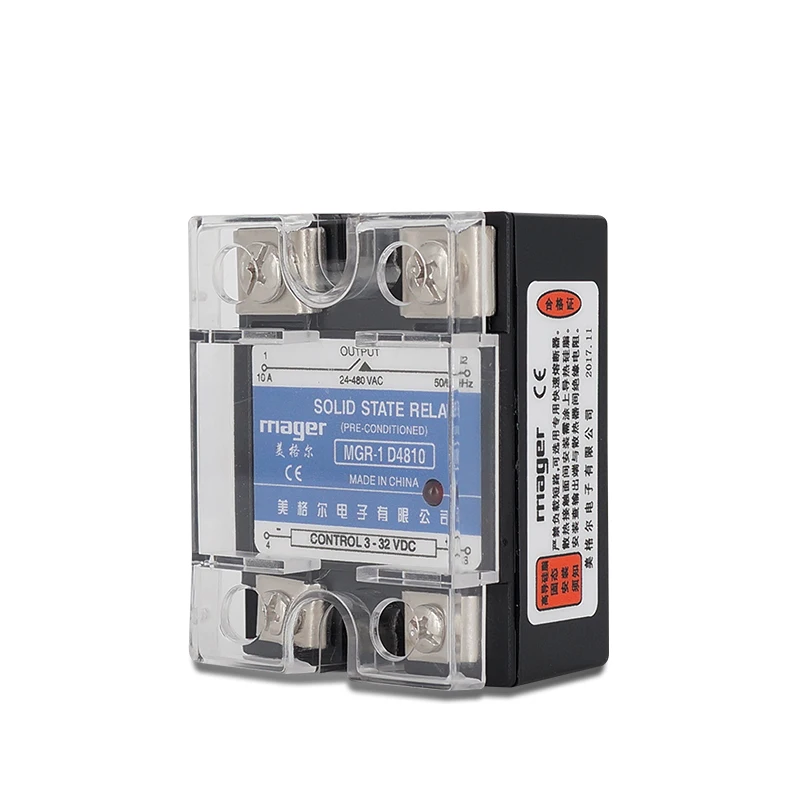 

10A/25A Single Phase Solid State Relay SSR-10DA/25DA MGR-1 D4810/D4825 DC Control AC 3-32VDC TO 24-480VAC with Protective Covers