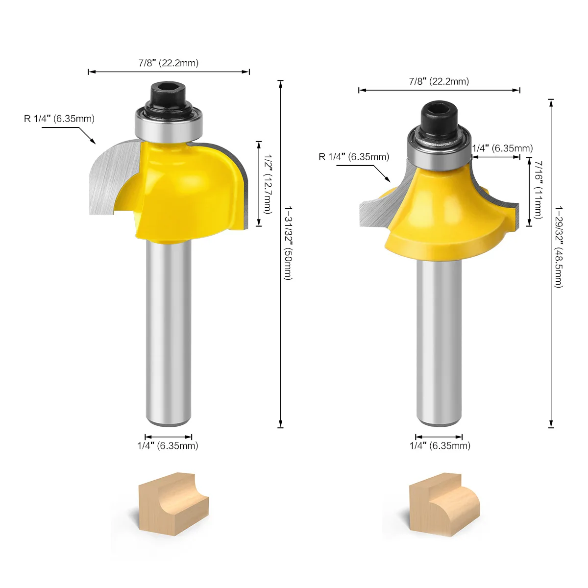 6PCS 1/4" 6mm Shank Router Bit Set Set Trimming Straight Milling Cutter for Wood Bits Carving Machine Woodworking Cutting Tools