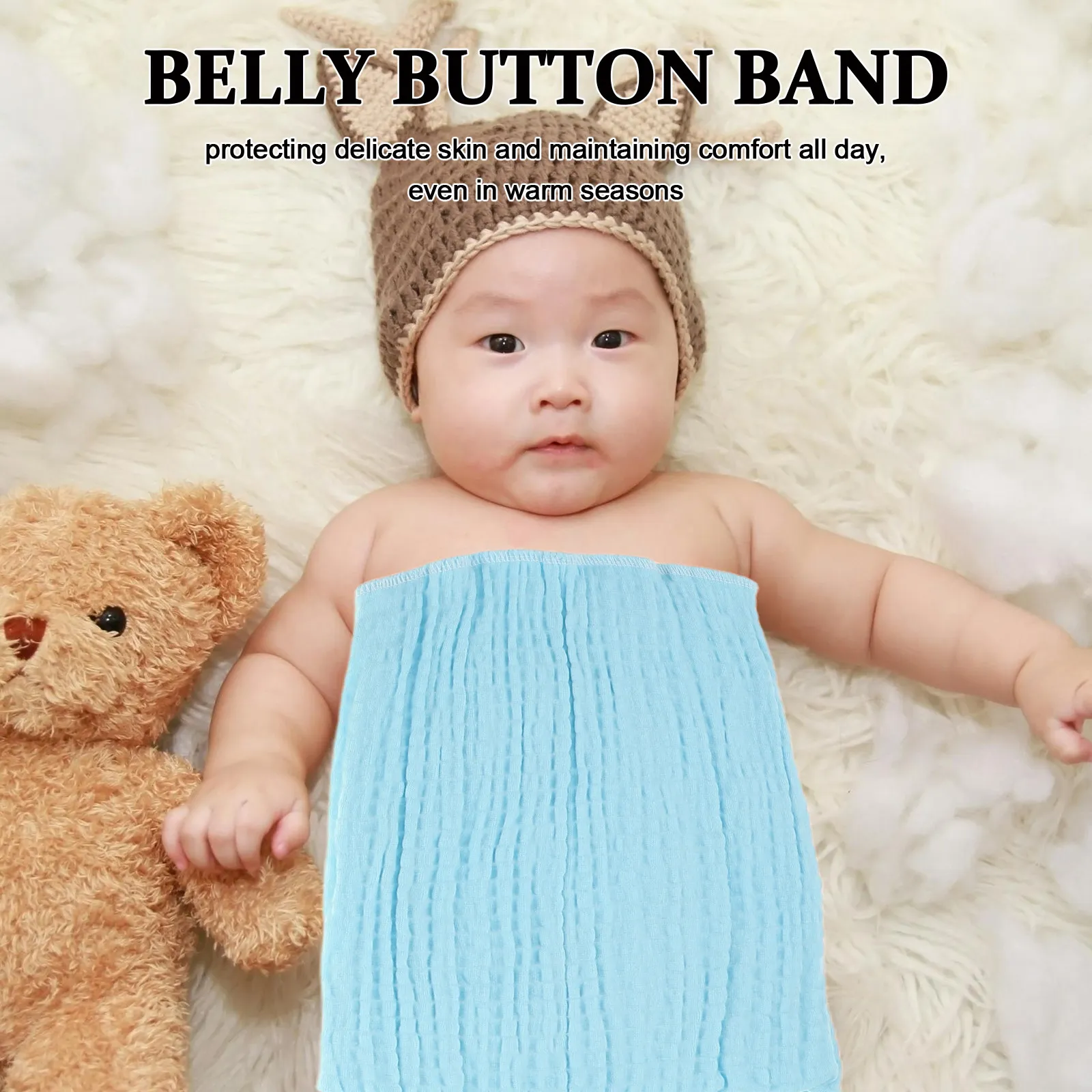 6 Pcs Baby Belly Button Band Protective Belt Baby Gauze Umbilical Cord Protector Abdomen Binder Band For Infants（random color）