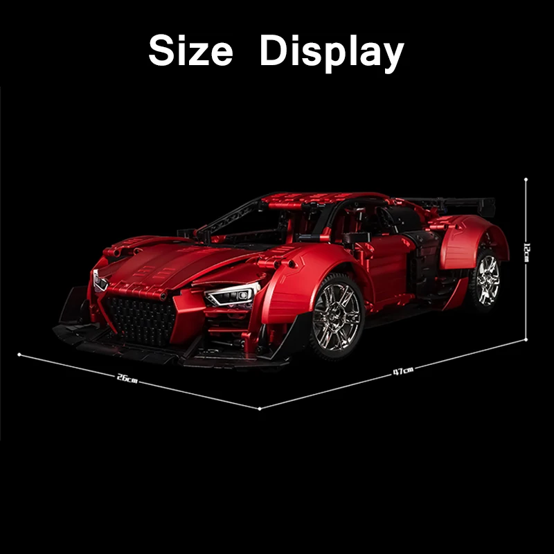 2641PCS Technical 1:10 Red R8 V10 Sport Car Model Building Blocks Assmble Bricks Set Toys Birthday Gift For Children Kids