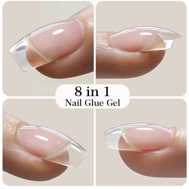BORN PRETTY 10ML 8-in-1 Clear Glue Gel for Nail Apex and Extension Strengthener Nail Glue Gel Hard Gel Base Rhinestone Nail Gel